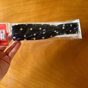 Blue and white polka dot headband